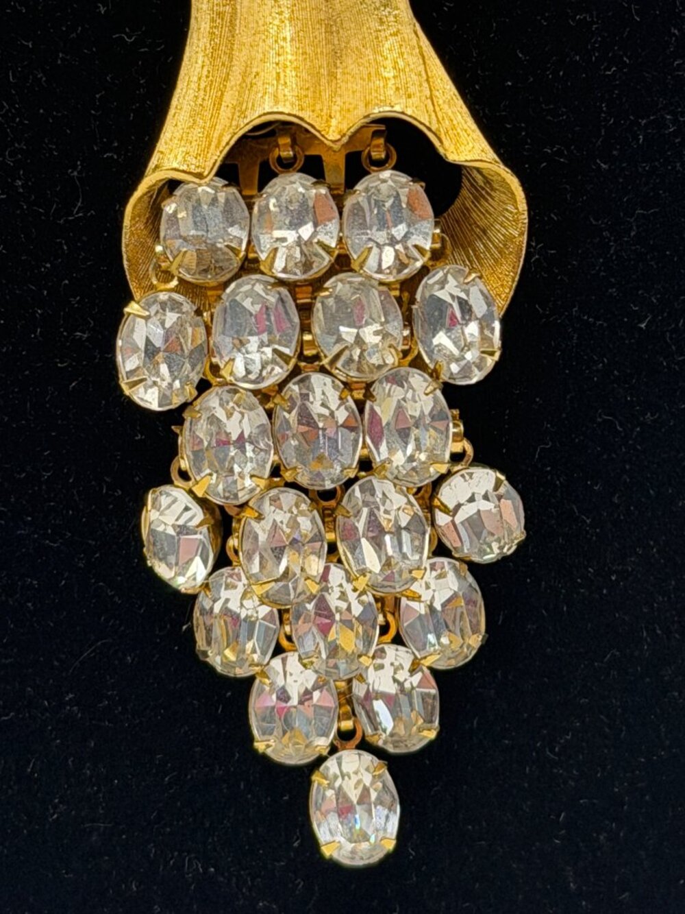 Vintage Art Nouveau Gold & Crystal Necklace with Earrings